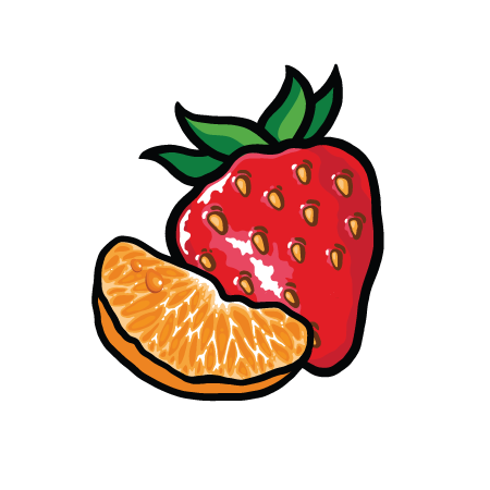 Erdbeere sowie Mandarine & Limette